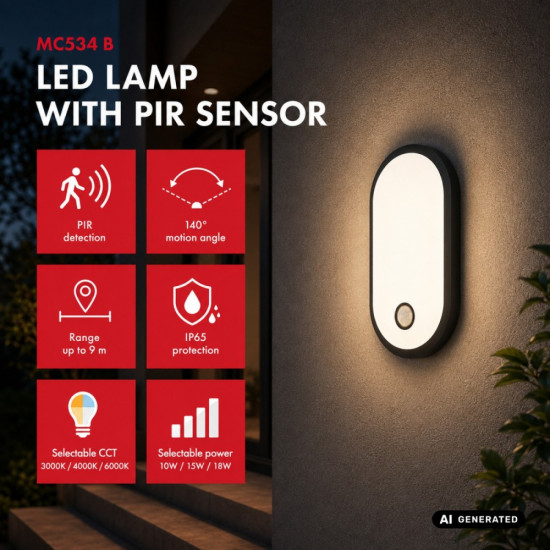 Lampa LED z czujnikiem ruchu PIR MCE534 B 