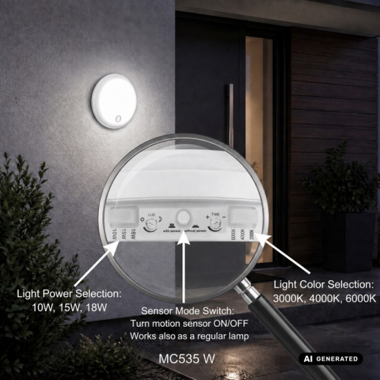 Lampa LED z czujnikiem ruchu PIR MCE535 W 