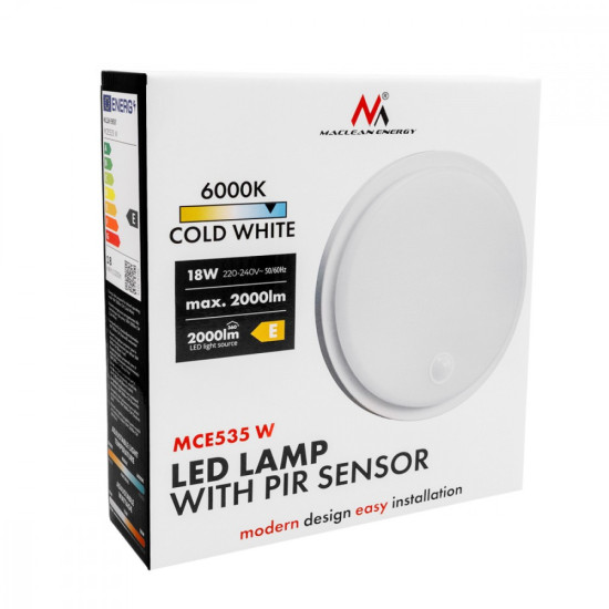 Lampa LED z czujnikiem ruchu PIR MCE535 W 
