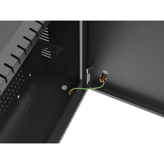 Szafa instalacyjna TPR 10 i 19 cali z płytą MESH 560x420x180 czarna (złożona)