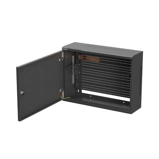 Szafa instalacyjna TPR 10 i 19 cali z płytą MESH 560x420x180 czarna (złożona)