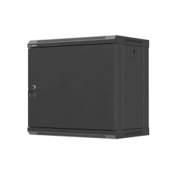 Szafa instalacyjna rack wisząca 19 cali 9U 540x350mm czarna drzwi pełen metal (flat pack)