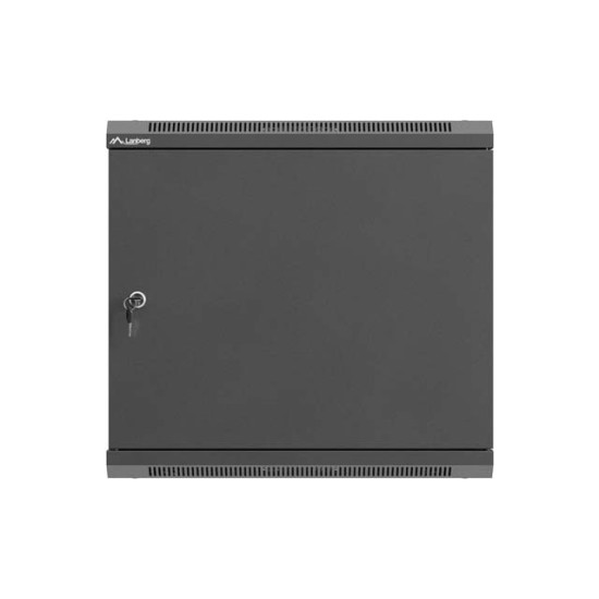 Szafa instalacyjna rack wisząca 19 cali 9U 540x350mm czarna drzwi pełen metal (flat pack)