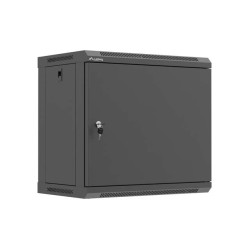 Szafa instalacyjna rack wisząca 19 cali 9U 540x350mm czarna drzwi pełen metal (flat pack)