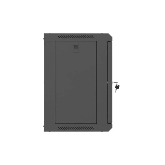 Szafa instalacyjna rack wisząca 19 cali 9U 540x350mm czarna drzwi pełen metal (flat pack)