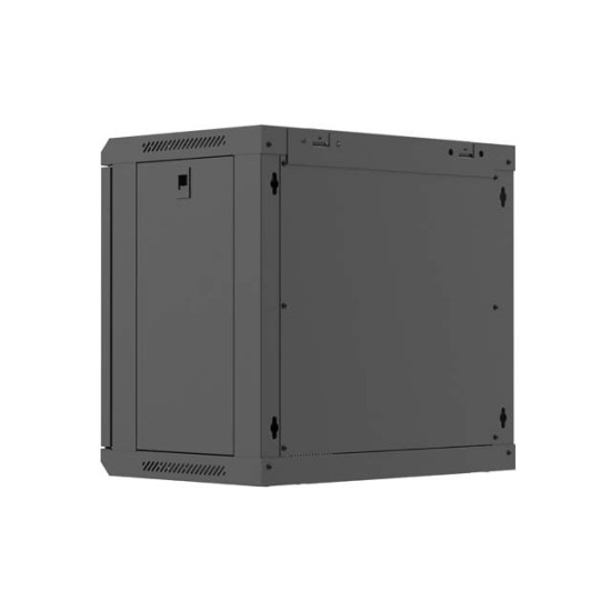 Szafa instalacyjna rack wisząca 19 cali 9U 540x350mm czarna drzwi pełen metal (flat pack)