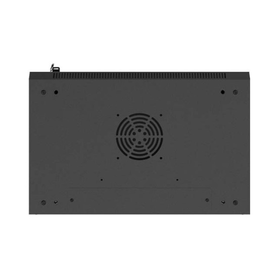 Szafa instalacyjna rack wisząca 19 cali 9U 540x350mm czarna drzwi pełen metal (flat pack)