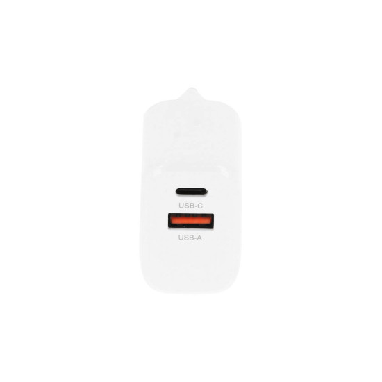 Ładowarka GaN 20W USB-C PD + USB-A (biała)
