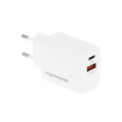 Ładowarka GaN 30W USB-C PD + USB-A (biała)