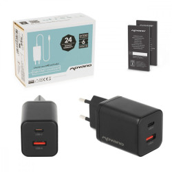 Ładowarka GaN 45W USB-C PD + USB-A (czarna)