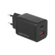 Ładowarka GaN 45W USB-C PD + USB-A (czarna)