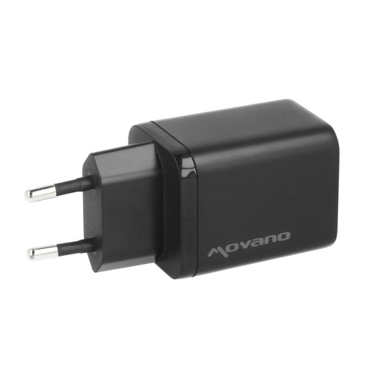Ładowarka GaN 45W USB-C PD + USB-A (czarna)