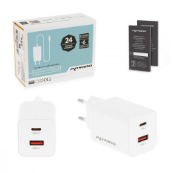 Ładowarka GaN 45W USB-C PD + USB-A (biała)