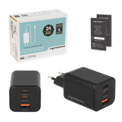 Ładowarka GaN 65W 2x USB-C PD + USB-A (czarna)
