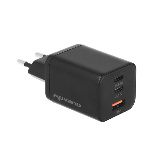 Ładowarka GaN 65W 2x USB-C PD + USB-A (czarna)