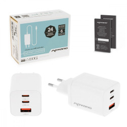 Ładowarka GaN 65W 2x USB-C PD + USB-A (biała)