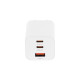 Ładowarka GaN 65W 2x USB-C PD + USB-A (biała)