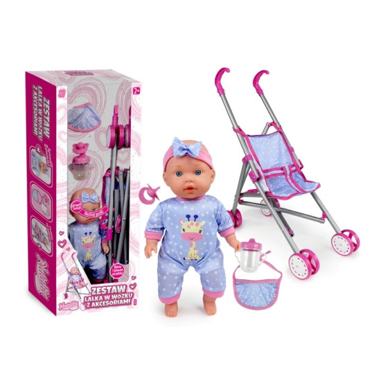 Lalka Natalia - Bobas z wózkiem 30 cm 