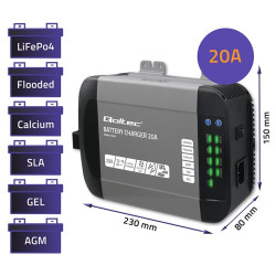 Inteligentna ładowarka Monolith do akumulatorów LiFePO4 AGM GEL SLA | 20A | 12V 