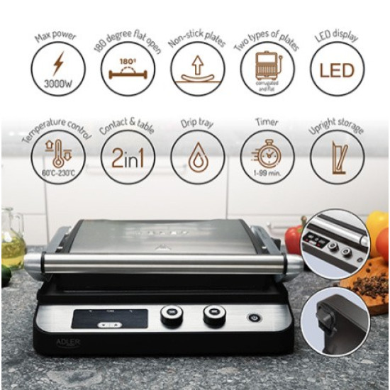 Grill elektryczny LED 2w1 AD 3059 