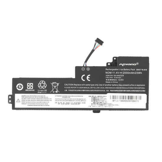 Bateria 01AV419 do Lenovo T470 T480 A475 A485 - 2000 mAh (23 Wh)