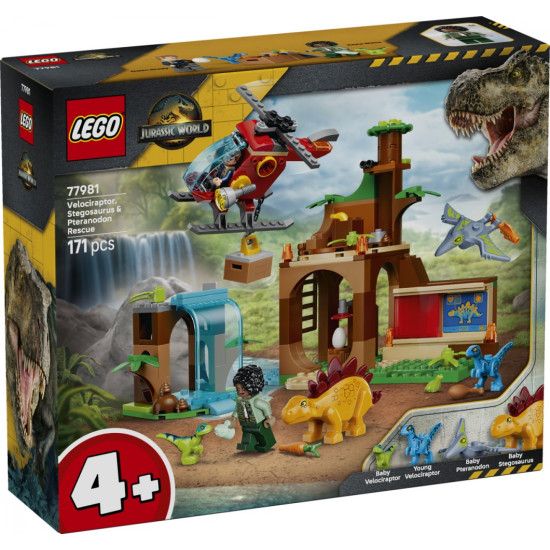 Klocki Jurassic World 77981 Welociraptor, stegozaur i pteranodon - Centrum ratunkowe
