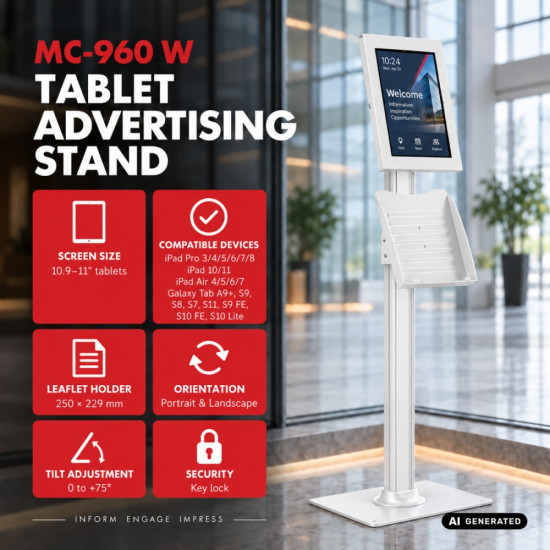 Uchwyt reklamowy do tabletu z MC-960 W 