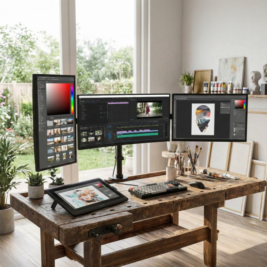 Uchwyt biurkowy na 3 monitory LCD podwójne ramiona MC-691 13