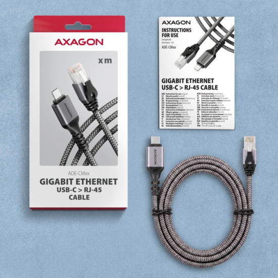 ADE-CM15 USB-C Gigabit Ethernet adapter z zintegrowanym kablem sieciowym CAT6 RJ-45 1.5 m