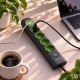 Listwa zasilająca z podświetlanym włącznikiem | 4gniazda z uziemieniem | 1xUSB-C 15W | 1xUSB 12W | 1.8m 