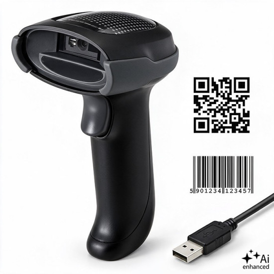 Bezprzewodowy czytnik kodów kreskowych 1D 2D + stacja ładowania |QR | EAN | USB 