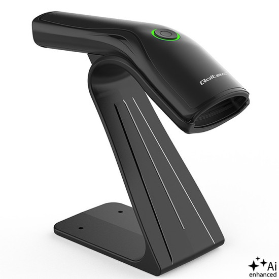 Bezprzewodowy czytnik kodów kreskowych 1D 2D + stojak na skaner |QR | EAN | USB 