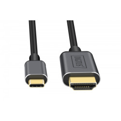 Kabel adapter HDMI 4K 30Hz na USB Typ C 3.1 metalowa obudowa HQ czarny 1.8m