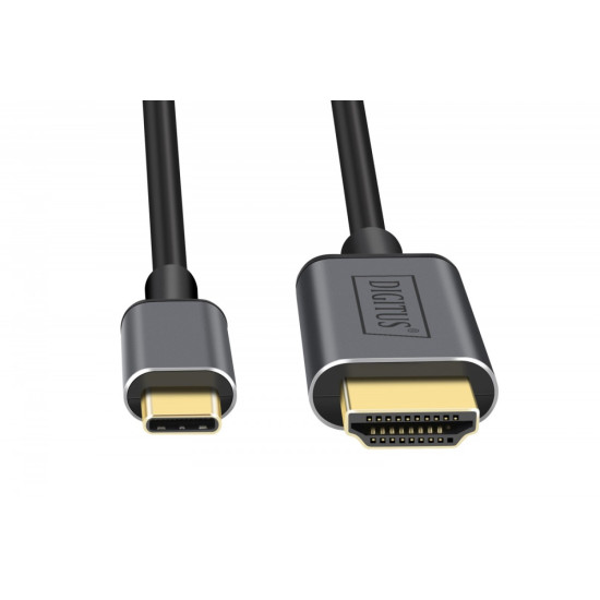 Kabel adapter HDMI 4K 30Hz na USB Typ C 3.1 metalowa obudowa HQ czarny 1.8m