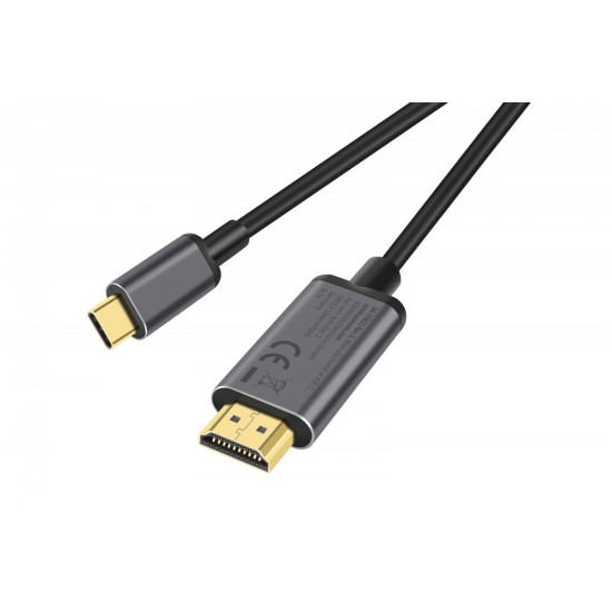 Kabel adapter HDMI 4K 30Hz na USB Typ C 3.1 metalowa obudowa HQ czarny 1.8m