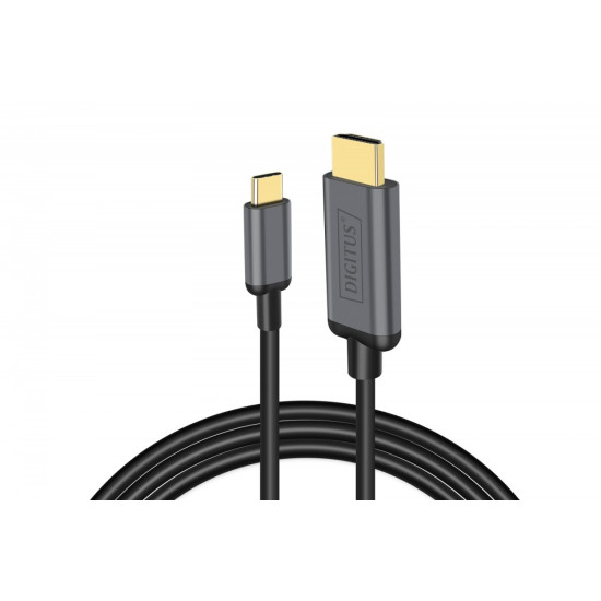 Kabel adapter HDMI 4K 30Hz na USB Typ C 3.1 metalowa obudowa HQ czarny 1.8m