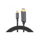 Kabel adapter HDMI 4K 30Hz na USB Typ C 3.1 metalowa obudowa HQ czarny 1.8m
