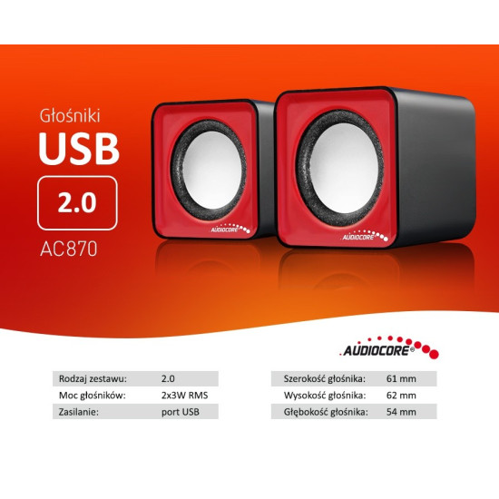 Głośniki komputerowe 6W USB AC870R
