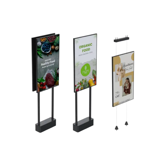 Dual-sided, height adjustable window mount for portrait screens up to 75_  up to VESA 400x600 . Black