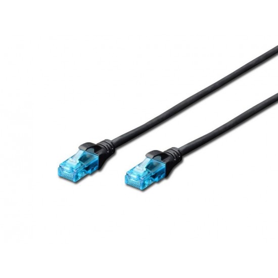 Patch cord RJ45/RJ45 U/UTP kat. 5e 3,0m AWG 26/7 PVC Czarny