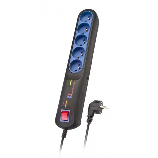 Listwa przeciwprzepięciowa LFT-2005, 3L EMI/RFI, 2.5m, czarna