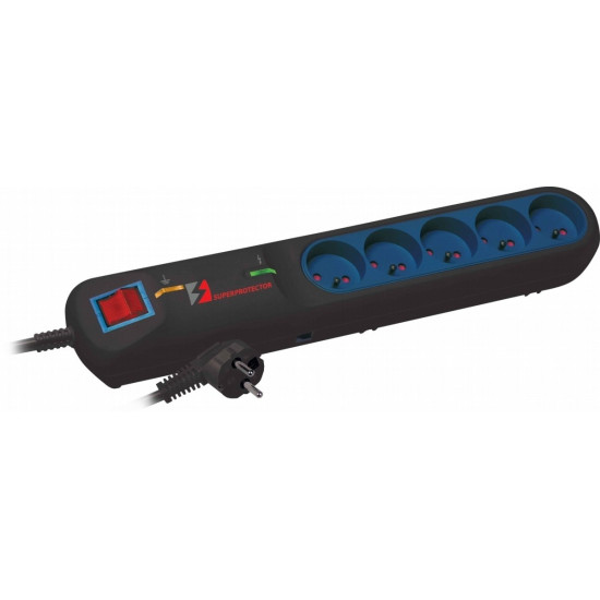 Listwa przeciwprzepięciowa LFT-2005, 3L EMI/RFI, 2.5m, czarna