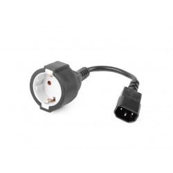 Adapter zasilania IEC320 C14->SCHUKO(F) 15 cm 