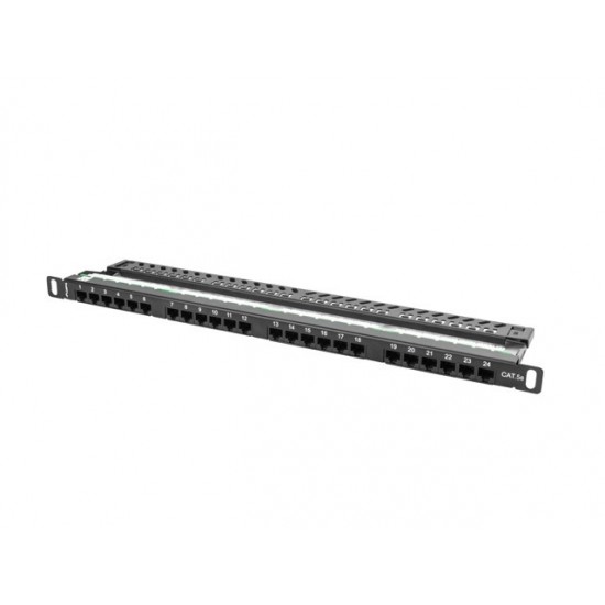 Patch Panel 24 Port 0.5U Kat.5E czarny 