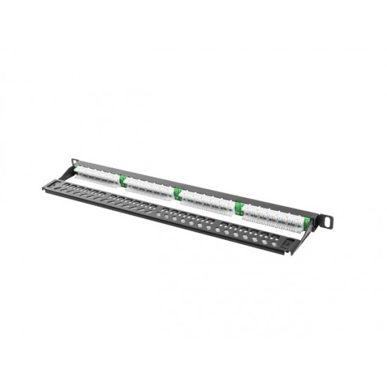 Patch Panel 24 Port 0.5U Kat.5E czarny 