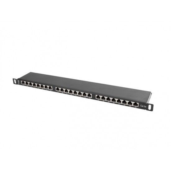 Patch Panel 24 Port 0.5U Kat.5E czarny ekranowany 