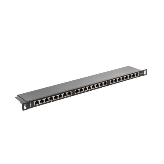 Patch Panel 24 Port 0.5U Kat.5E czarny ekranowany 