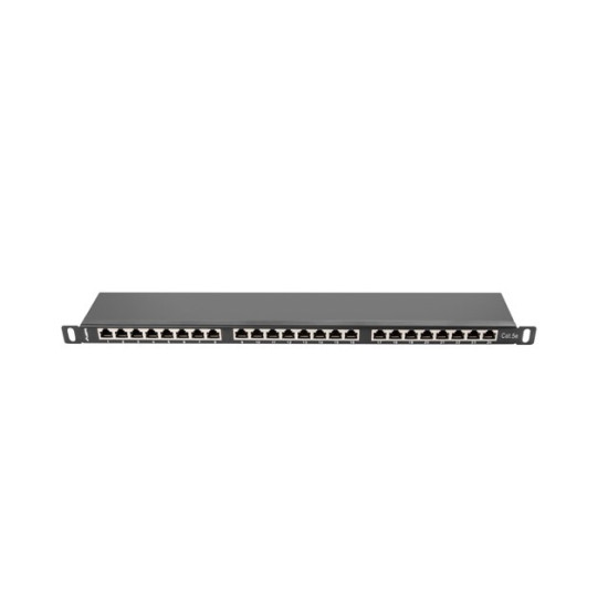Patch Panel 24 Port 0.5U Kat.5E czarny ekranowany 