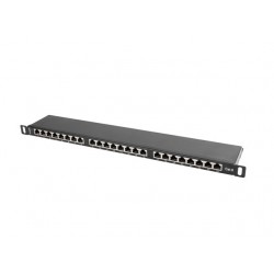 Patch Panel 24 Port 0.5U Kat.6 czarny ekranowany 