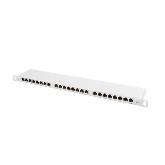 Patch Panel 24 Port 0.5U Kat.6 szary ekranowany 